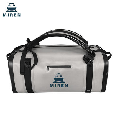 กระเป๋า Duffel กันน้ำวัสดุ TPU 50L สีเทาอ่อนสำหรับการเดินทางกลางแจ้ง