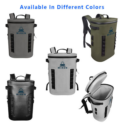 ฉนวนกันความร้อน Ice Soft Cooler Backpack สีเทาอ่อนสำหรับตั้งแคมป์กลางแจ้ง ODM