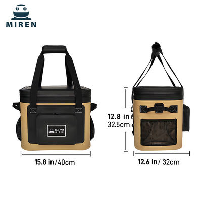 กระเป๋าเย็น 20L ที่สามารถปรับแต่งได้ในถุง TPU Khaki ที่กันน้ําและกันการรั่ว สามารถเก็บเบียร์หรือเครื่องดื่มได้ถึง 30 ถัง