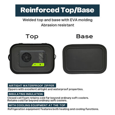 Black 30CAN Soft Cooler Bag With A Built-In Cooler Unit That Can Provide Heating Or Cooling