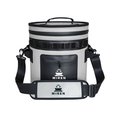 25 กระเป๋าสะพายเย็นกลมสีเทาเข้ม กระเป๋าสะพายเย็นอ่อนกันน้ําและกันน้ํา สําหรับการผจญภัยกลางแจ้ง